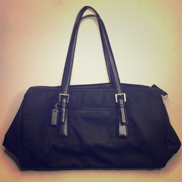 COACH Handbag Black Leather/PVC canvas Medium - Picture 1 of 7